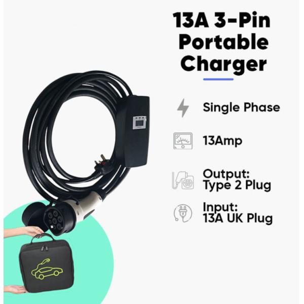 White Portable EV Charger 110V-240V Lightweight For Electric Vehicle Charging