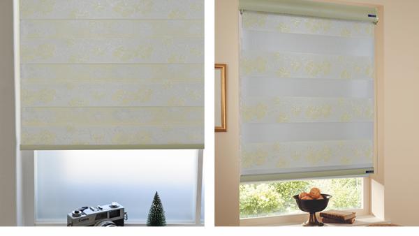Double Blackout Roller Zebra Blind Curtain Horizontal Style Polyester Yarn Material