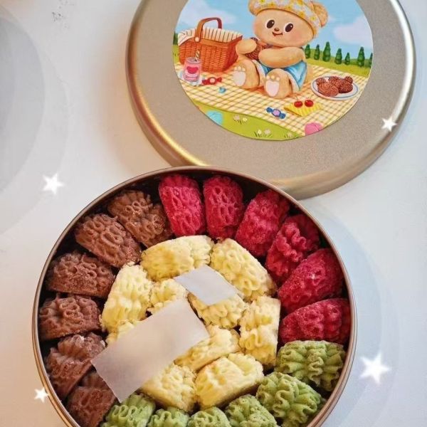Round Tinplate Cake Tin Cans Matte Finish Food Cookie Candy Gift Box