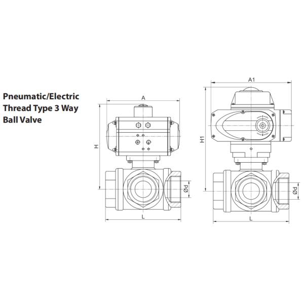 3 Way Pneumatic Ball Valve With Actuator Solenoid Valve Limit Switch