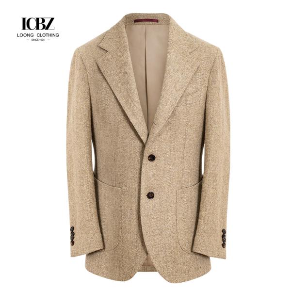 Button Fly Woolen Cloth Fabric Thicken Men's Suit Jacket for Winter Business Daily Blazer