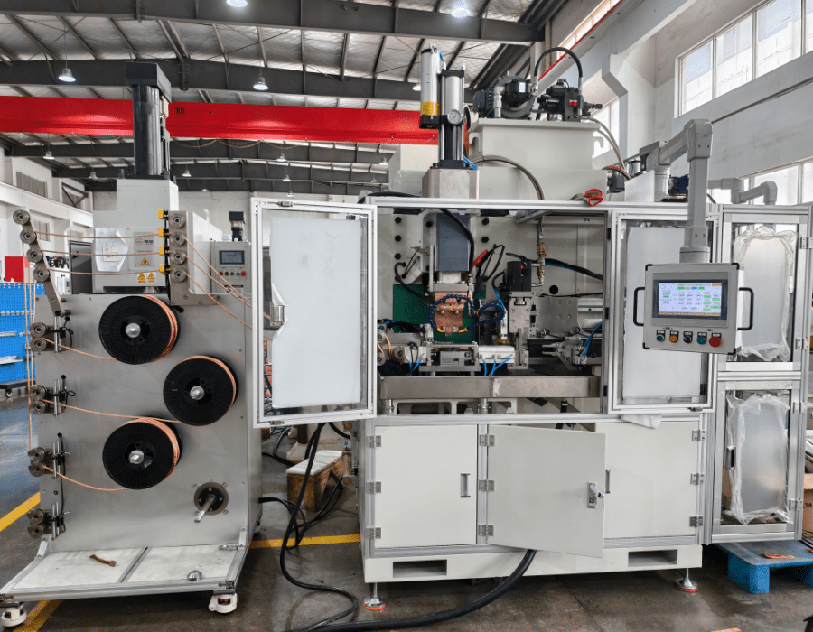 Automatic Copper Braid Crimping Machine with 660 KVA Medium-Frequency Transformer, 16-90 mm² Processing Range, and 24,000N Max. Working Pressure