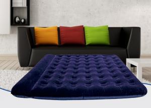 Buy cheap Foldable PVC Single Flocked Airbed Dark Blue Double Inflatable Mattress Built In Pillow product