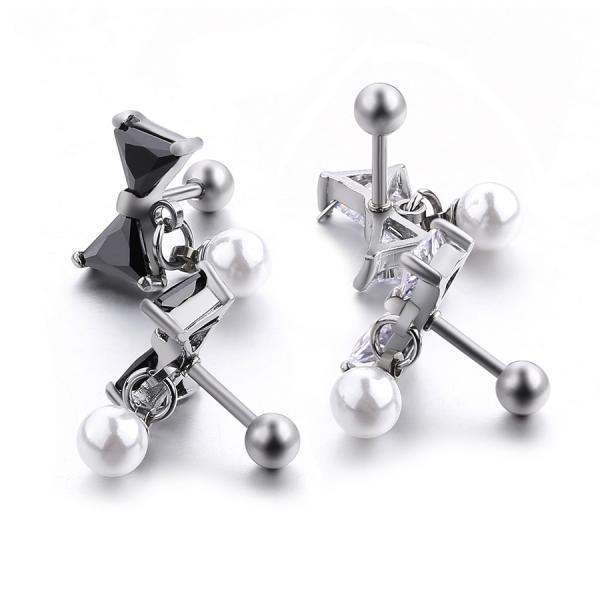 Canada style fashion piercing jewelry bowknot shape stud earring with pearl