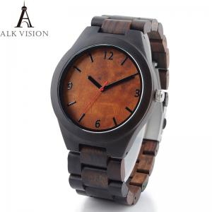 Buy cheap Natural Black Wood Watch Men Business Luxury Stop Watch Quartz Movement Wood Watches Luxury Gift Full Wooden Watches product