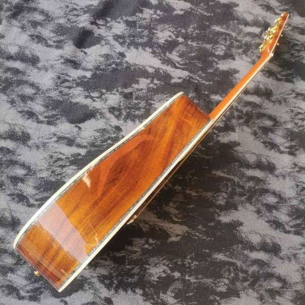 Custom 41-inch all-KOA wood ebony fingerboard, dreadnought, D45 Martin style, abalone inlaid acoustic guitar