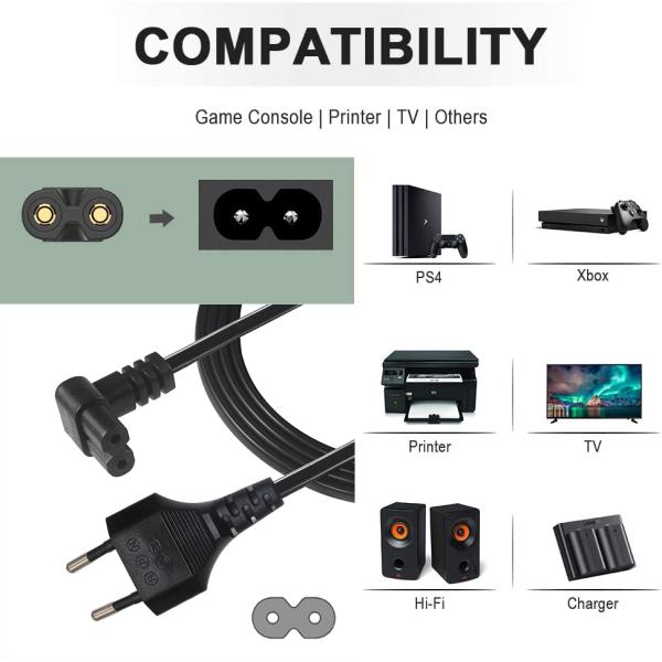 EU 2-Pin C7 Power Cord 1.5m 250V 10A for Laptop