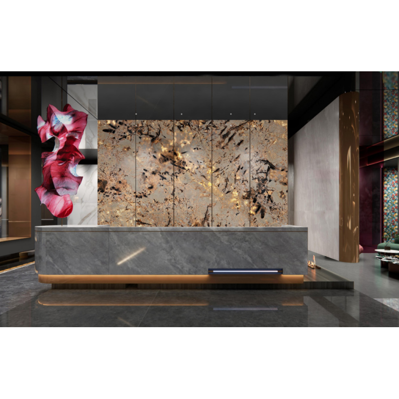 3D Printed Translucent Stone Feature Wall Panel Waterproof Art Cladding
