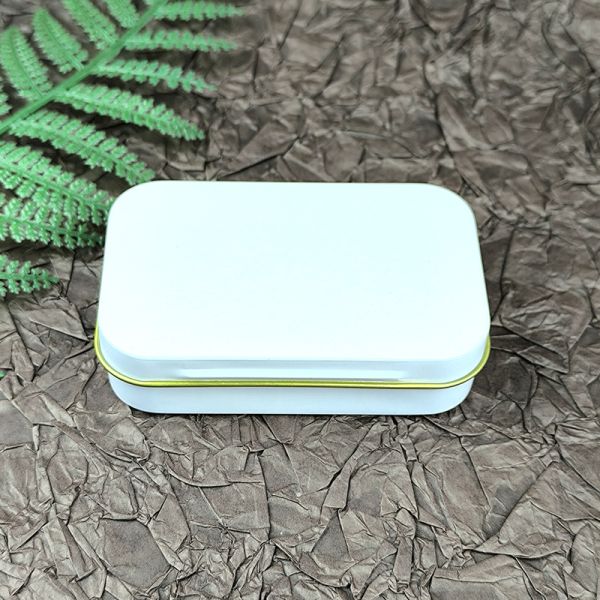 Rectangular Hinged Tin Box Plated Metal Container For Small Craft Perfume Tinplate