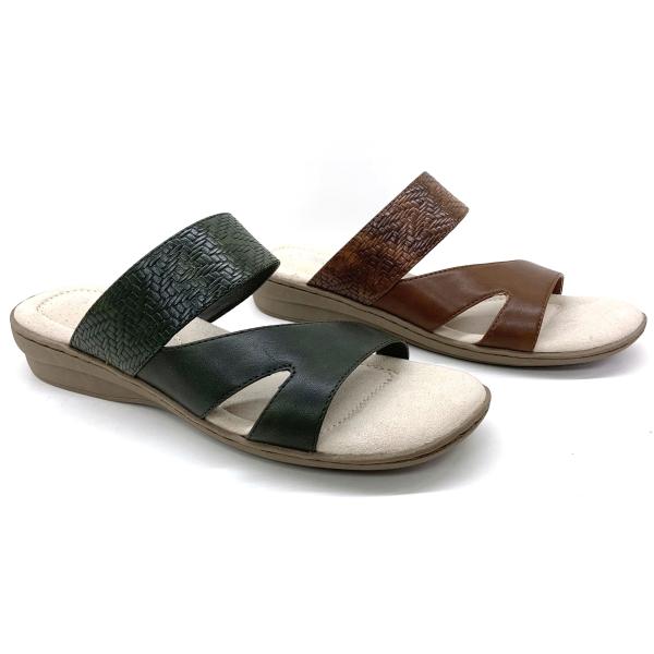 Stylish Womens Flat Sandals With Leather Upper Material Rubber Sole