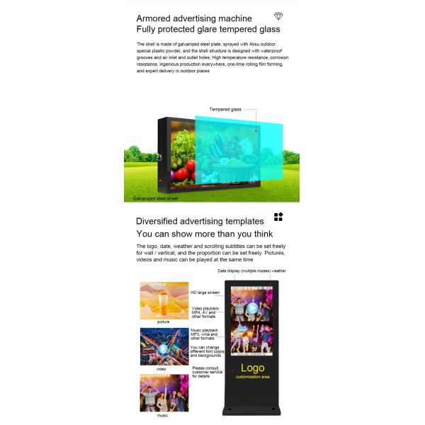 Double-sided IP65 Waterproof Outdoor LCD Digital Signage with 2500 cd Brightness