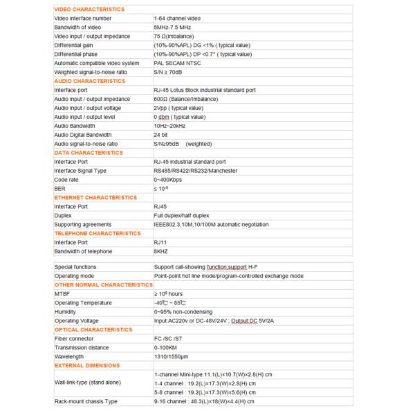 8CH AHD/ HDTVI /HDCVI Video Converter Optical Fiber Video Coverter