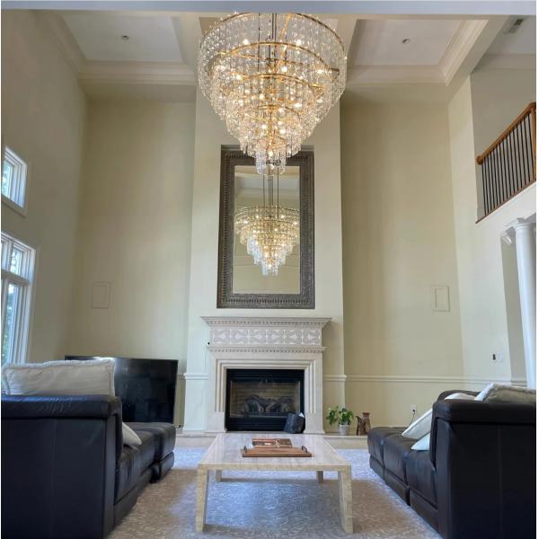 60" Crystal Brass Chandelier Linear Link Lighting for Indoor Use