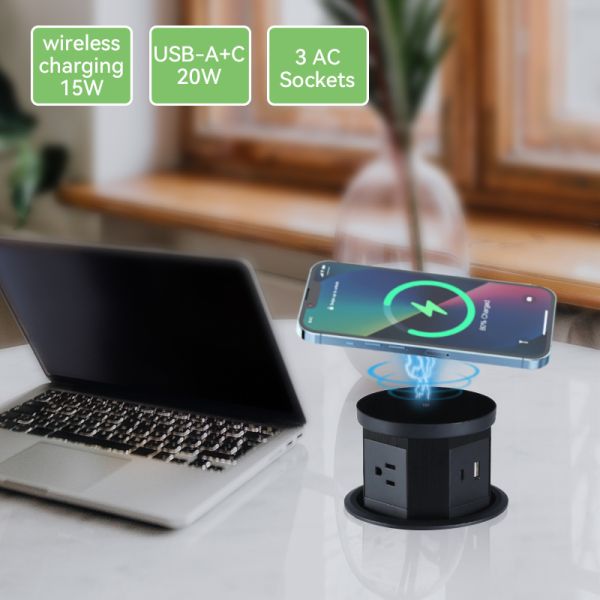 IP65 Waterproof Popup Retractable Plug Sockets Outlet 20W for Kitchen Office