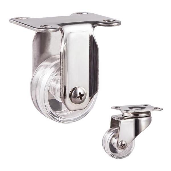 1.5" Clear PC Locking Threaded Stem Swivel Head Stainless Steel Casters