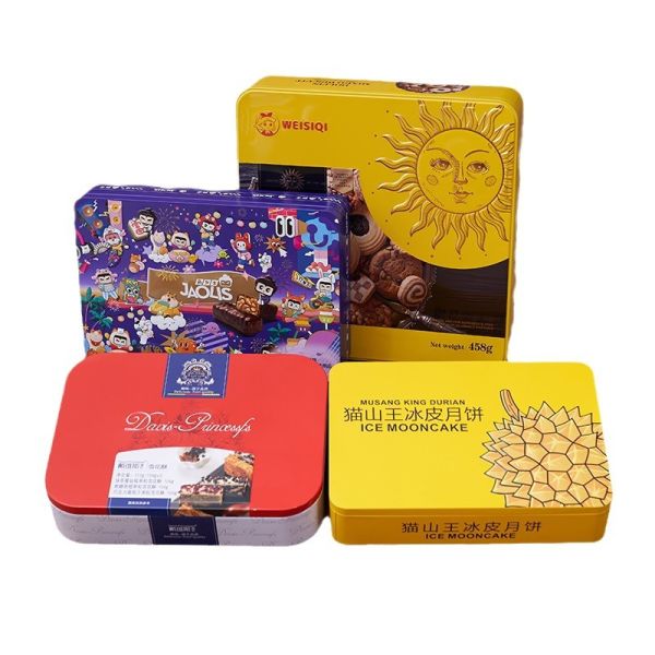 Touristic Large Christmas Tin Box for Gift Candy Cookie Round Metal Cake Bulks With Lid