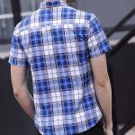 Slim Fit Checkered Pattern Mens Casual Dress Shirts Short Sleeve Fast Drying