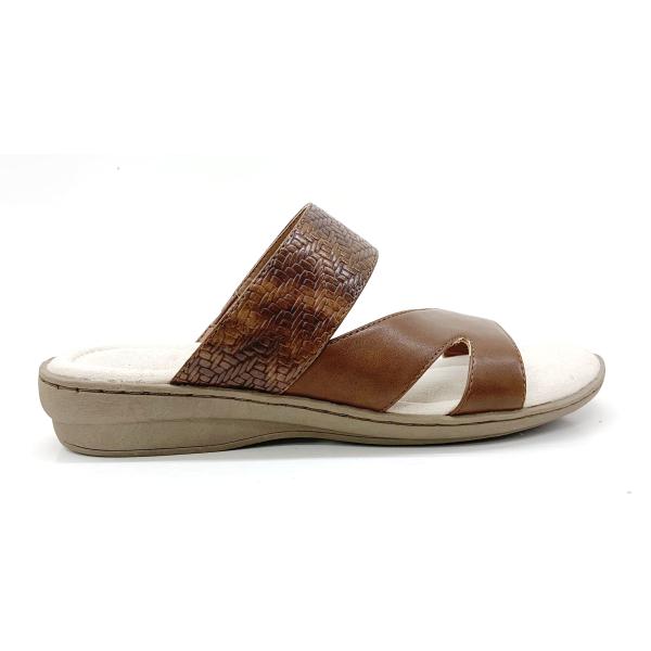 Stylish Womens Flat Sandals With Leather Upper Material Rubber Sole