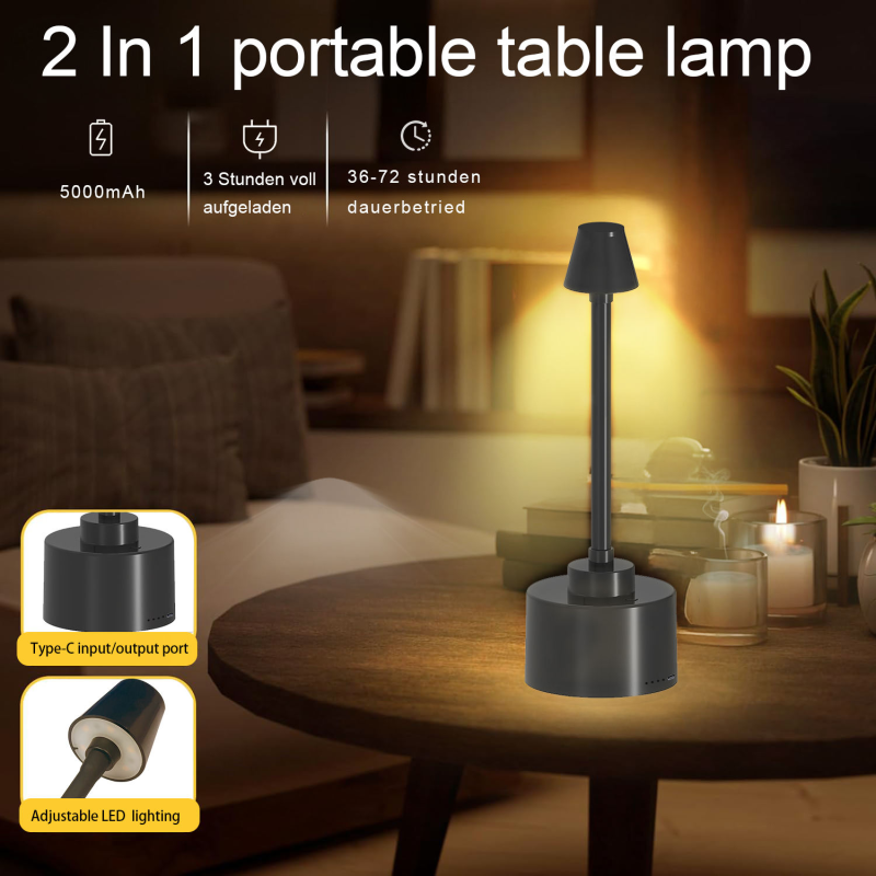 Modern LED Light Table Lamp Outdoor Indoor Rechargeable Cordless Simple Sleek Design