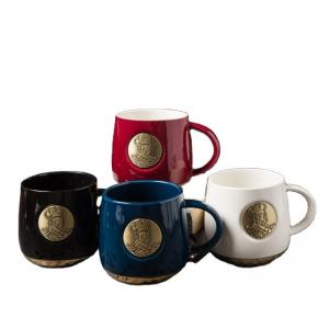 Buy cheap 420ml Creative Ceramic Coffee Cups With Copper Fish Scale Pattern product