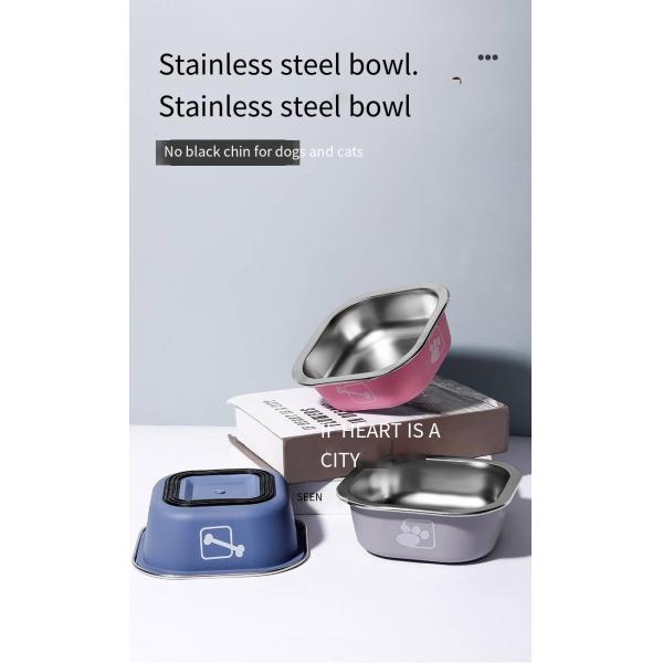 Pet Stainless Steel Dog Bowl Tableware Anti-Tip Double-Layer Stainless Steel Cat Drinking Bowl