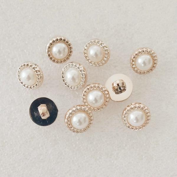 High quality Elegant button gold plastic button with pearl stone for lady shirt