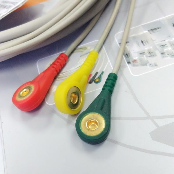Gray SW Artema ECG Patient Cable 3 Leads Snap IEC durability