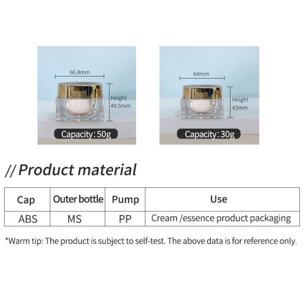 Cosmetic Acrylic Bottles 30g 50g Plastic Lotion Bottles Packaging With Special Stone Cover Cap