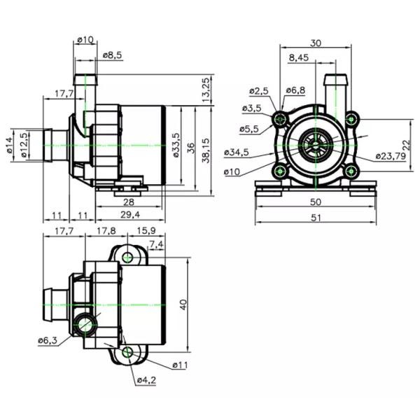 5.5M 1000L/H 12v Submersible Water Pump , Small Submersible Water Pump 5.5 Meter Head