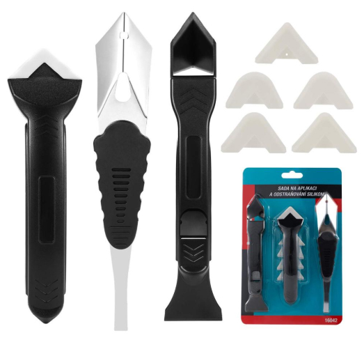 K-047 3 Pieces Caulk Tool Kit Sealant Silicone Finishing Tools Caulking Tools for Silicone Sealant Grout Finishing Sealing