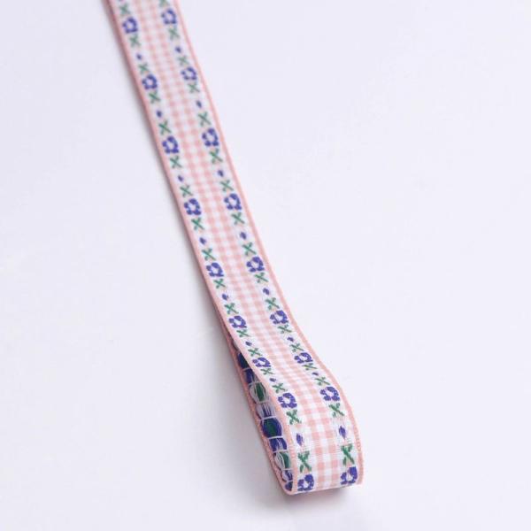 7mm-38mm Blue Embroidered Ribbon ISO9001 Embroidered Floral Ribbon