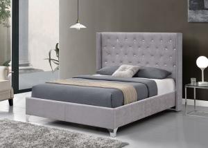China SF822 Upholstered Bed Frame LED Plywood Double Size Bed Frame With Gas Lift on sale
