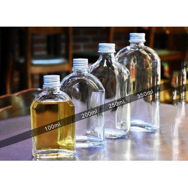 Flat Square Glass Juice Bottles 100ml 200ml 350ml Customized Logo