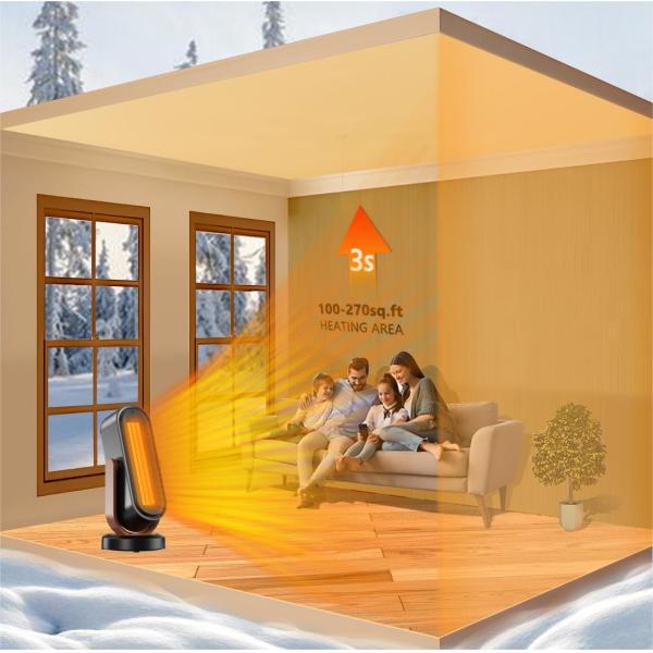 Portable Electric PTC Heater Fan Vertical 45 Degree For Office Desk