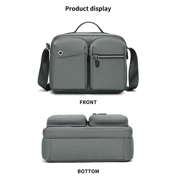 Adjustable Gray Mens Sling Bag Big Nylon Crossbody Bag Custom Printing