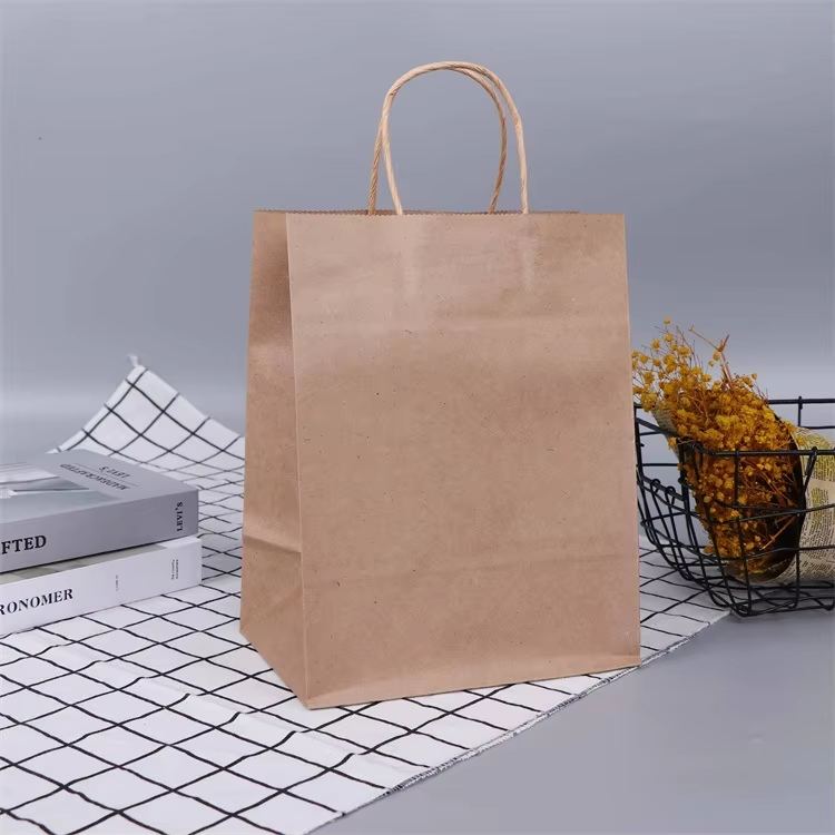 Cowhide Portable Paper Bags for Takeaway Packaging Creative Gift Bags Clothing Bags