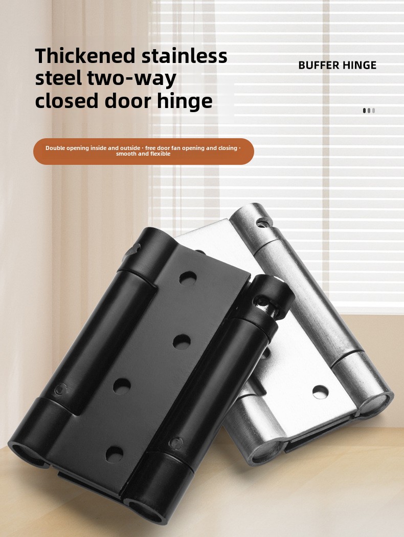 Modern Design 6inch 5inch Black Automatic Rebound Hinge Thickened Stainless Steel One-Way Two-Way Soft Close Door Closing Hinge