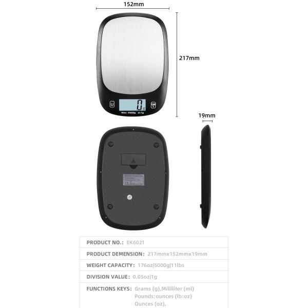 Certified Kitchen Scales Waterproof Multifunction Digital Kitchen Weighing Scale for Accurate Nutritional Measurements
