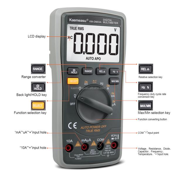 Hot sale 6000 Counts Maintenance instrument DC/AC Square-wave output True RMS Electronic Industrial Multimeters