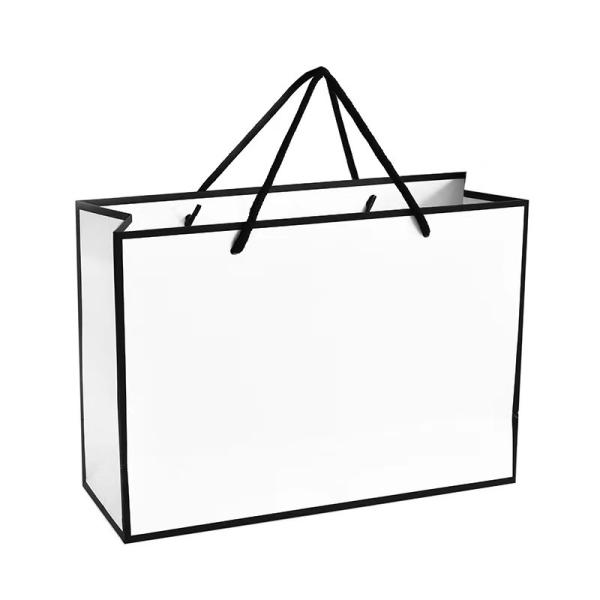 Cosmetics Three Sections Rope Apparel Paper Bag Ivory Board Boutique Packaging Bags