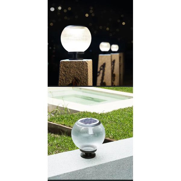 Solar column head Light Outdoor Waterproof for Park Community Wall Villa Courtyard Gate Spherical Column lamp