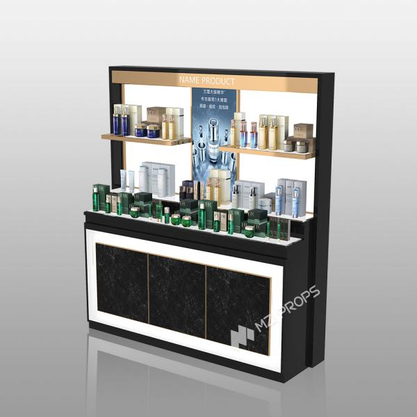 TJiS-B5 Milky-White Acrylic Light Box Skincare Display Cabinet with Transparent Shelves