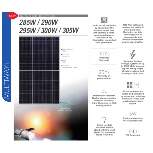 Home Application PV Solar Panels Solar Mount On Grid Polycrystalline PV Solar Panel 285w 290w 295w 300w 305w