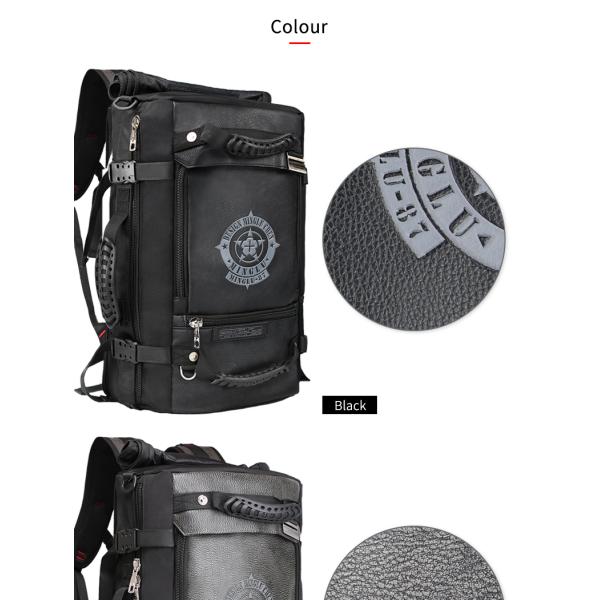 Black PU Waterproof Climbing Backpack Water Resistant Hiking Backpack OEM/ODM