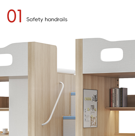 Bedroom Furniture Metal Bunk Bed With Desk Wooden Post Support customization