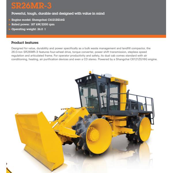 Sanitary landfill compactor Shantui SR26MR-3 26ton trash compactor best price