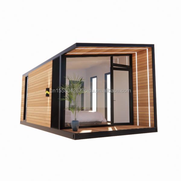 20 Feet Prefabricated Container House with Steel Frame Aluminum Alloy Windows Wooden Glass House and Galvanized Steel Bending