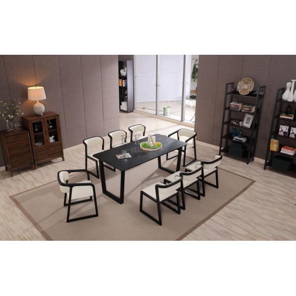 Modern Wood Frame White Leather Dining Chair