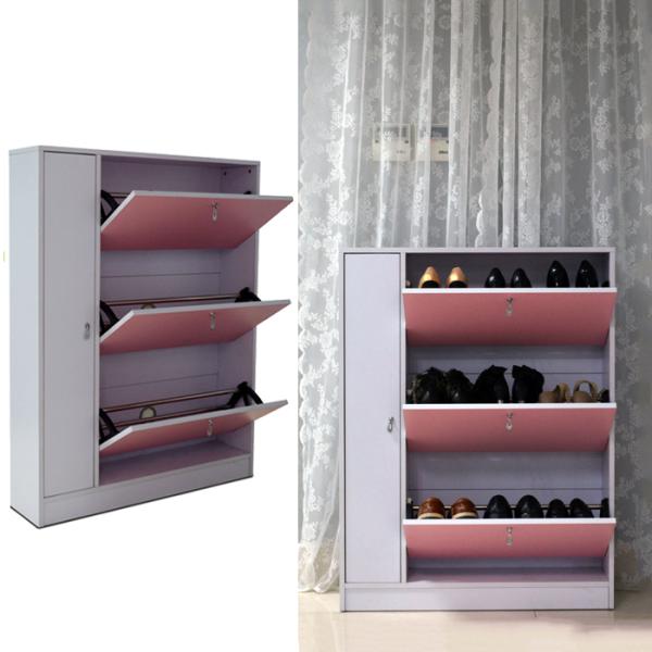Pink Umbrella Storage Adjustable MDF Mirrored Shoe Cabinet