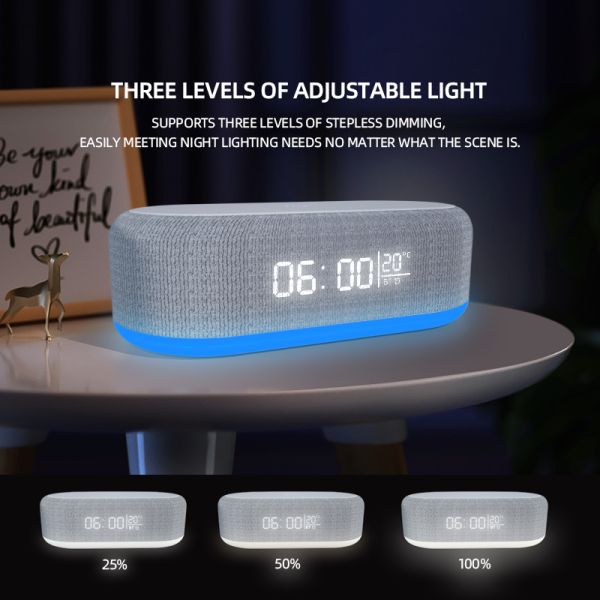 15W Wireless Fast Charger LED Night Light Temperature Time RGB Alarm Clock Desk Table Charging Multifunction Lamp